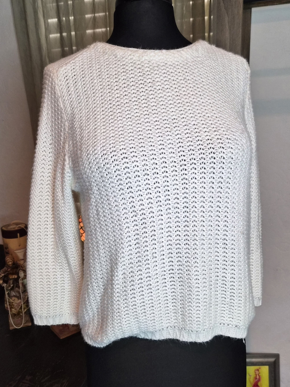 Philosophy Cream Knit Sweater Classic Crewneck #0263